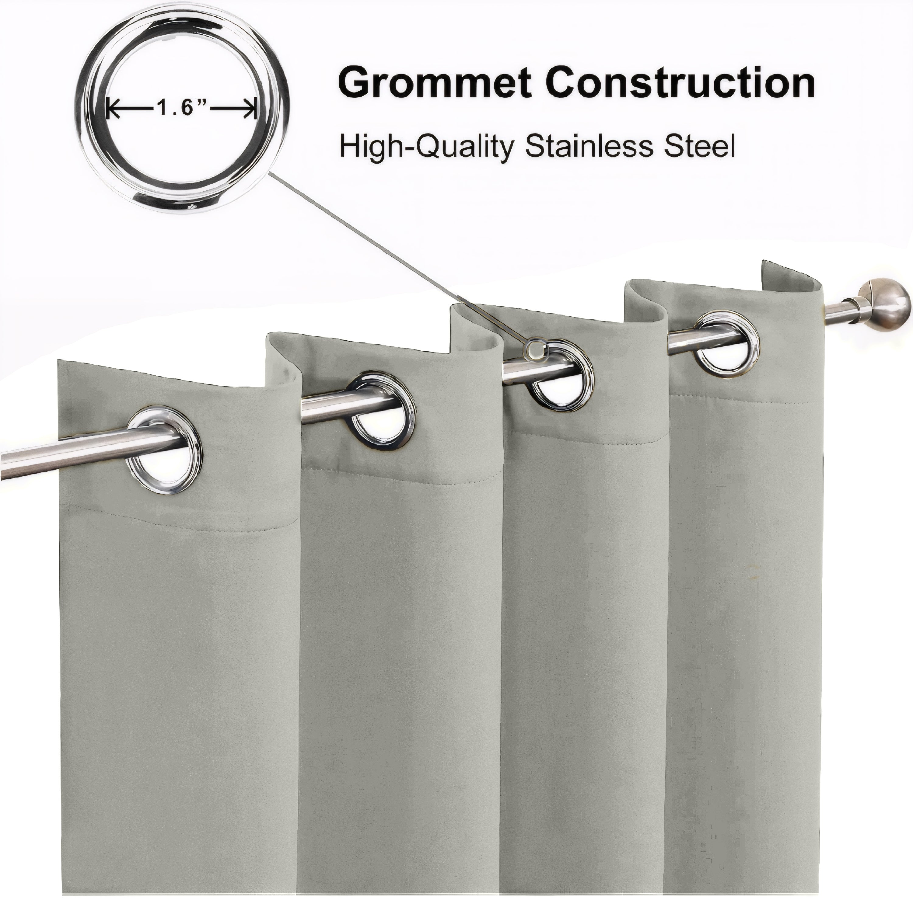 Silver Grey Blackout curtains Eyelet Ready Made Pair & 2 Tie Backs