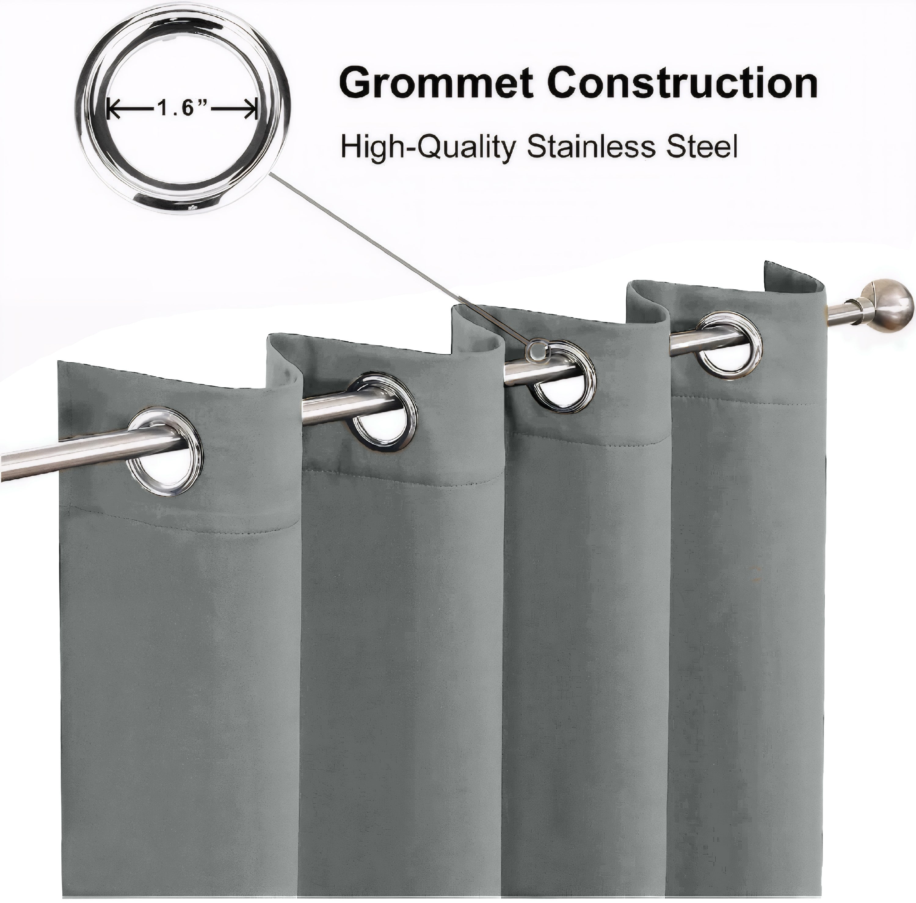 Charcoal Grey Blackout curtains Eyelet Ready Made Pair & 2 Tie Backs