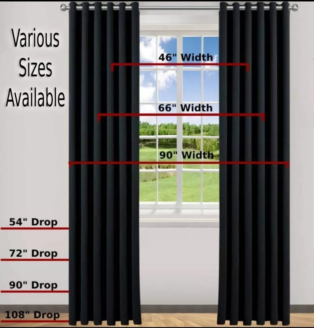 Navy Blue Blackout curtains Eyelet Ready Made Pair & 2 Tie Backs