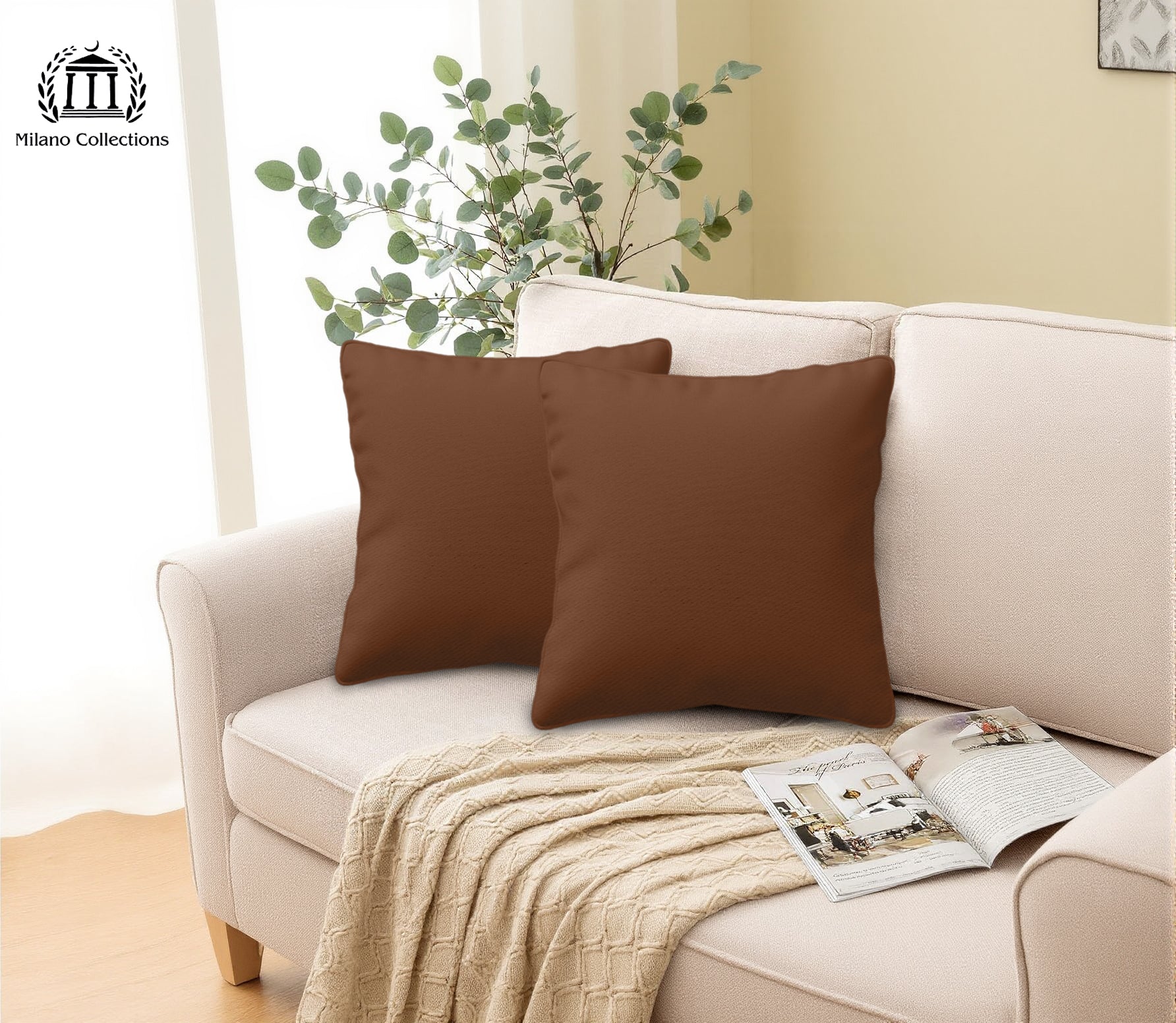 Brown Blackout curtains Eyelet Ready Made Pair & 2 Tie Backs