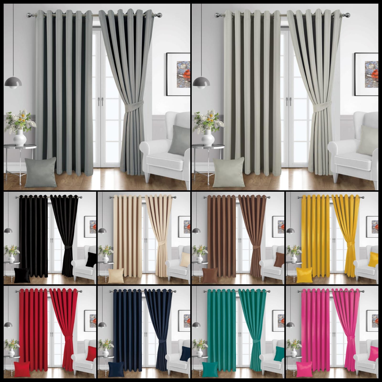 Milanocollections - Premium Blackout Readymade Eyelet & Pencil Pleat Curtains - 99% Light Blocking, Noise Reduction, Energy Efficient